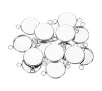 sourcing map Round Pendant Blank Tray, 20Pcs 14mm - Stainless Steel Cabochons Setting Blank Connector Base for DIY Crafting and Making Embossed Photo (Silver)