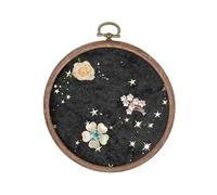 sourcing map Round Pin Display Board, 13.5cm Velvet Wall Hanging Brooch Jewelry Display Stand Storage Holder for Enamel Pins Badges Brooches Jewelry Collection, Star & Moon, Black