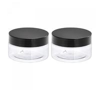 sourcing map Round Plastic Jars with Black Screw Top Lid, 3oz/ 80ml Wide-mouth Clear Empty Containers for Storage, Organizing, 2Pcs