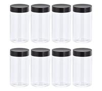 sourcing map Round Plastic Jars with Black Screw Top Lid, 5oz/ 150ml Wide-mouth Clear Empty Containers for Storage, Organizing, 15Pcs
