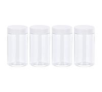 sourcing map Round Plastic Jars with White Screw Top Lid, 8oz/ 250ml Wide-mouth Clear Empty Containers for Storage, Organizing, 4Pcs