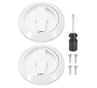 sourcing map Round Recessed Flush Pull Stainless Steel White 2Set|Concealed Door Handle, Hidden Knob, 360° Rotatable, Easy Installation, Screwdriver Included, Cabinet Wardrobe