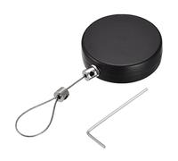 sourcing map Round Retractable Cable Lock with Self-Adhesive, Remote Control Security Lock Anti-Lost Rope Hardware Cable Lock 600g Tensile Force Black Pack of 2