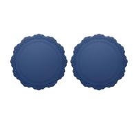 sourcing map Round Silicone Placemats Set of 2, 14" Place Mats for Dining Table Heat Resistant Waterproof Oil Proof Kitchen Placemats, Dark Blue