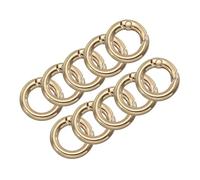 sourcing map Round Spring O Rings, 10Pcs 0.51 Inch OD Trigger Buckle Snap Clips for Bags, Purses, Keyrings, DIY Accessories, Light Golden