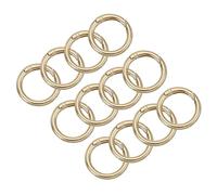 sourcing map Round Spring O Rings, 12Pcs 0.75 Inch OD Trigger Buckle Snap Clips for Bags, Purses, Keyrings, DIY Accessories, Light Golden