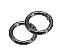 sourcing map Round Spring O Rings, 2Pcs 1.02 Inch OD Trigger Buckle Snap Clips for Bags, Purses, Keyrings, DIY Accessories, Metallic Black
