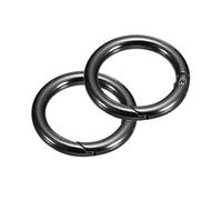 sourcing map Round Spring O Rings, 2Pcs 1.3 Inch OD Trigger Buckle Snap Clips for Bags, Purses, Keyrings, DIY Accessories, Metallic Black