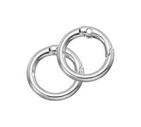 sourcing map Round Spring O Rings, 2Pcs 1.5 Inch OD Trigger Buckle Snap Clips for Bags, Purses, Keyrings, DIY Accessories, Silver Tone