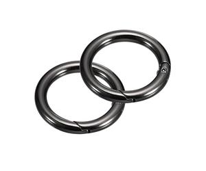 sourcing map Round Spring O Rings, 2Pcs 2.32 Inch OD Trigger Buckle Snap Clips for Bags, Purses, Keyrings, DIY Accessories, Metallic Black