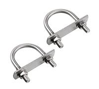 sourcing map Round U-Bolt 1.73"(44mm) Inner Width 69mm Length Steel M8 with Nuts, Plate, Washers 2 Set