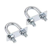 sourcing map Round U-Bolts 2 Sets 0.87"(22mm) Inner Width 56mm Length Steel M8 with Nut, Plate