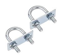 sourcing map Round U-Bolts 2 Sets 1.06"(27mm) Inner Width 59mm Length Steel M8 with Nut, Plate