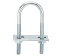 sourcing map Round U-Bolts, 6 Set 34mm Inner Width 100mm Length M8 Zinc-Plated Carbon Steel U Clamp Bolt with Nuts and Plates, for Boat Trailer