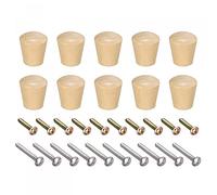 sourcing map Round Wood Knobs, 10pcs 23x26mm Pull Handles for Drawer with Screws