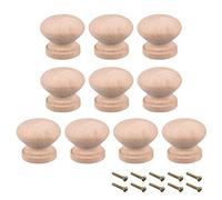 sourcing map Round Wood Knobs,10Pcs 28mm Dia Cabinet Furniture Kitchen Pulls Handles for Drawer Cupboard, Wood