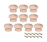 sourcing map Round Wood Knobs,10Pcs 45mm Dia Cabinet Pulls Handles,Wood | for Drawer Cupboard Furniture Kitchen