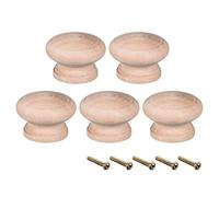 sourcing map Round Wood Knobs,5Pcs 45mm Dia Cabinet Furniture Kitchen Pulls Handles for Drawer Cupboard, Wood
