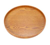 sourcing map Round Wood Serving Tray, 11.81" Non-Slip Solid Wooden Decorative Tea Tray Snack Food Meals Plate for Kitchen Coffee Dining Table Living Room Decor, Brown