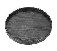 sourcing map Round Wood Serving Tray, 21cm x 2cm Non-Slip Solid Wooden Decorative Tea Tray Snack Food Meals Plate for Kitchen Coffee Dining Table Living Room Decor, Black