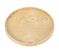 sourcing map Round Wood Serving Tray, 27cm x 2cm Non-Slip Solid Wooden Decorative Tea Tray Snack Food Meals Plate for Kitchen Coffee Dining Table Living Room Decor, Wood Color