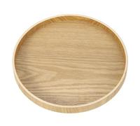 sourcing map Round Wood Serving Tray, 8.27" Non-Slip Solid Wooden Decorative Tea Tray Snack Food Meals Plate for Kitchen Coffee Dining Table Living Room Decor, Wood Color