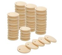 sourcing map Round Wooden Discs, 50Pcs 20mm - Log Unfinished Wood Circles with Holes, Wood Ornaments for Crafts, DIY Jewelry Accessories, Birthday Board Tags
