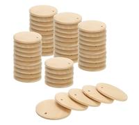 sourcing map Round Wooden Discs, 50Pcs 30mm - Log Unfinished Wood Circles with Holes, Wood Ornaments for Crafts, DIY Jewelry Accessories, Birthday Board Tags