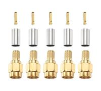 sourcing map RPSMA Male Crimp Connector,5 Pcs Straight Plug Crimp RF Connector RPSMA-J-3 for RG58 RG142 RG400 LMR195 Coaxial Cable
