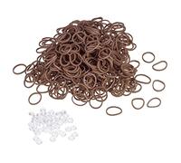 sourcing map Rubber Band Brown Stretchable Rubber Elastic Band 0.5inch Dia with S-Clips for Home Office, Pack of 600