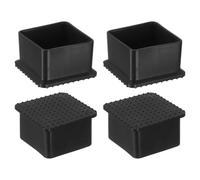 sourcing map Rubber Furniture Leg Caps, 4Pcs 40x40mm Rectangle Chair Leg Tips Caps, Furniture Foot End Caps Covers Floor Protectors for Table, Chair, Machinery Equipment Feet (Black)