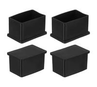 sourcing map Rubber Furniture Leg Caps, 4Pcs 50x30mm Rectangle Chair Leg Tips Caps, Furniture Foot End Caps Covers Floor Protectors for Table, Chair, Machinery Equipment Feet (Black)