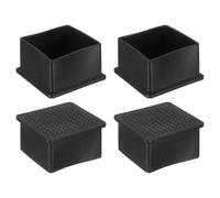 sourcing map Rubber Furniture Leg Caps, 4Pcs 50x50mm Rectangle Chair Leg Tips Caps, Furniture Foot End Caps Covers Floor Protectors for Table, Chair, Machinery Equipment Feet (Black)