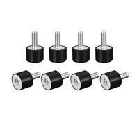 sourcing map Rubber Mounts 12pcs M5 Male/Female Vibration Isolator Shock Absorber, for Garage Motor Air Compressor Car Boat Bobbins, D15mmxH15mm