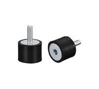 sourcing map Rubber Mounts 2pcs M6 Male/Female Vibration Isolator Shock Absorber, for Garage Motor Air Compressor Car Boat Bobbins, D25mmxH20mm