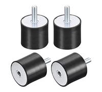 sourcing map Rubber Mounts 4pcs M8 Male/Female Vibration Isolator Shock Absorber D40mmxH40mm, for Garage Motor Air Compressor Car Boat Bobbins
