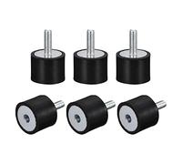 sourcing map Rubber Mounts 6pcs M6 Male/Female Vibration Isolator Shock Absorber, for Garage Motor Air Compressor Car Boat Bobbins, D25mmxH20mm