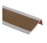 sourcing map Rubber Stair Nosing, 2m Non-Slip Self-Adhesive Staircase Step Edge Protector, Waterproof Stair Treads Trim for Outdoor Indoor Floors, Gray/Brown