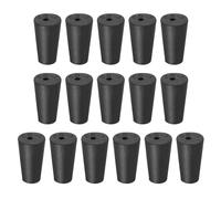 sourcing map Rubber Tapered Plug 10mm to 15mm Solid Test Tubes Bungs Stopper with Hole Black for Lab Home 16 Pieces