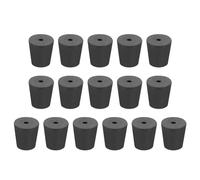 sourcing map Rubber Tapered Plug 18mm to 24mm Solid Test Tubes Bungs Stopper with Hole Black for Lab Home 16 Pieces
