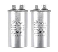 sourcing map Run Capacitor Round CBB65 7.5uF 7.5mfd 450V AC 40/70/21 Aluminum Case with Terminal for Air Conditioner Compressor Motor Heat Pump Condenser 2Pcs