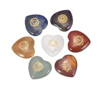 sourcing map Rune Stones Set with Engraved Elder Futhark Alphabet,Seven-Colored Stones Crystals Heart Stones Love Balancing Meditation Massage Gift Palm Worry Stones for Anxiety Relief