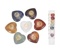 sourcing map Rune Stones Set with Engraved Elder Futhark Alphabet,Seven-Colored Stones Crystals Heart Stones Love Balancing Meditation Massage Gifts Palm Worry Stones for Anxiety Relief