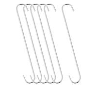 sourcing map S Hanging Hooks, 12inch/300mm Extra Long Steel Hanger, Indoor Outdoor Uses for Garden, Bathroom, Closet, Workshop, Kitchen, Silver Tone, 6Pcs