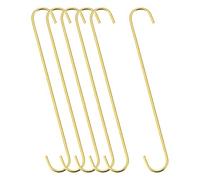 sourcing map S Hanging Hooks, 12inch/300mm Extra Long Steel Hanger, Indoor Outdoor Uses for Garden, Bathroom, Closet, Workshop, Kitchen, Gold Tone, 6Pcs