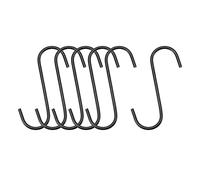 sourcing map S Hanging Hooks, 4inch/110mm Extra Long Steel Hanger, Indoor Outdoor Uses for Garden, Bathroom, Closet, Workshop, Kitchen, Black, 6Pcs