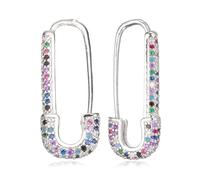 sourcing map Safety Pin Earrings, 2 Pcs Hypoallergenic Paper Clip Stud Earring Punk Hoop Earrings for Women Men Personalized Fashion Jewelry Gifts, Multicolor