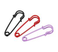 sourcing map Safety Pins 1.57 Inch Large Metal Sewing Pins for Blankets Skirts Crafts Brooch Making Black, Purple, Red 12Pcs