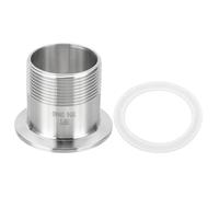 sourcing map Sanitary Male Threaded Pipe Fitting 1.5" NPT Male to 2" Three Clamp Ferrule OD 64mm 304 Stainless Steel Sanitary Pipe Fittings Adapter with Silicone Gasket