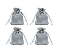 sourcing map Satin Bags with Drawstring, 3x4 Inch Wedding Favor Bag Mini Gift Packaging Bag for Birthday Christmas Jewelry Party (Grey, Pack of 4)